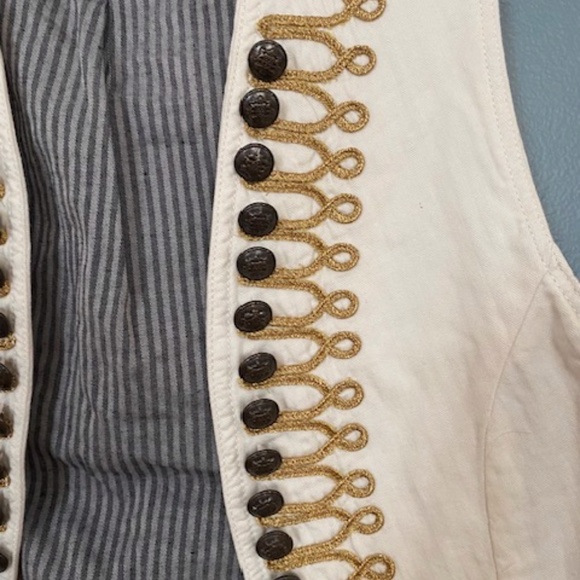 Free People Military Button Braid Cream Vest - Picture 2 of 4